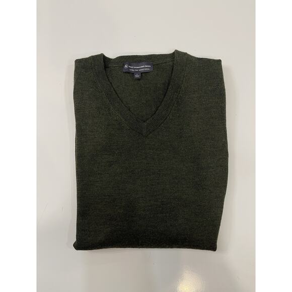 Men's HART SCHAFFNER MARX Green Merino Wool V-Neck Sweater Size L - Picture 1 of 5